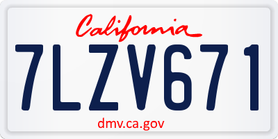 CA license plate 7LZV671