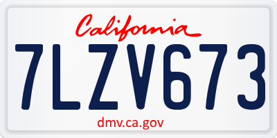 CA license plate 7LZV673