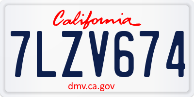 CA license plate 7LZV674