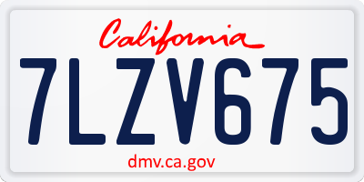 CA license plate 7LZV675