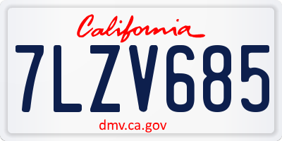 CA license plate 7LZV685