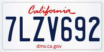 CA license plate 7LZV692