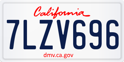 CA license plate 7LZV696