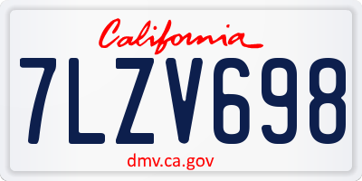 CA license plate 7LZV698