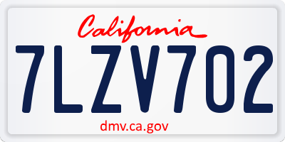 CA license plate 7LZV702