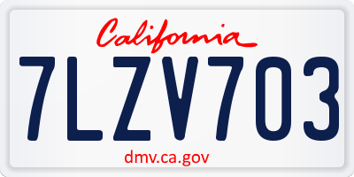 CA license plate 7LZV703