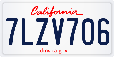 CA license plate 7LZV706