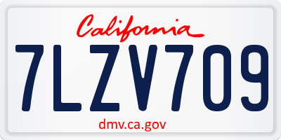 CA license plate 7LZV709