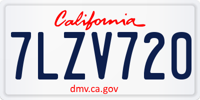 CA license plate 7LZV720