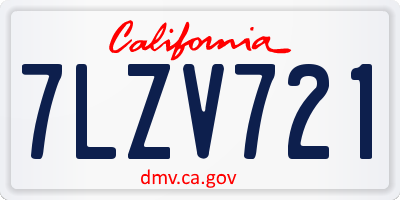 CA license plate 7LZV721