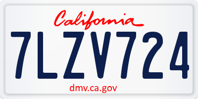 CA license plate 7LZV724