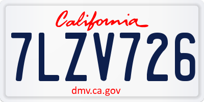 CA license plate 7LZV726