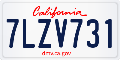 CA license plate 7LZV731