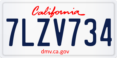 CA license plate 7LZV734