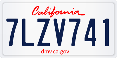 CA license plate 7LZV741