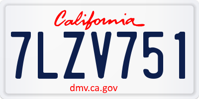 CA license plate 7LZV751