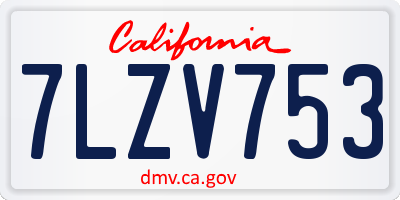 CA license plate 7LZV753