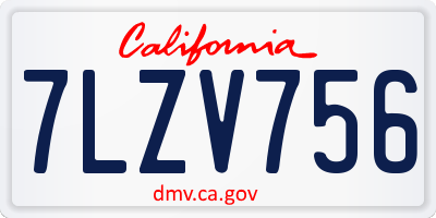 CA license plate 7LZV756