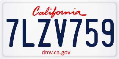 CA license plate 7LZV759