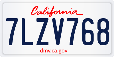 CA license plate 7LZV768
