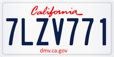 CA license plate 7LZV771