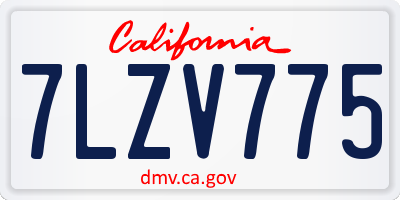 CA license plate 7LZV775