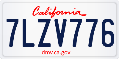 CA license plate 7LZV776