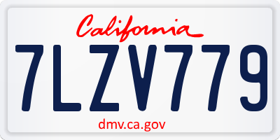 CA license plate 7LZV779