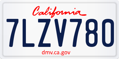 CA license plate 7LZV780