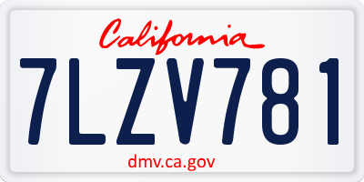 CA license plate 7LZV781