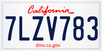 CA license plate 7LZV783