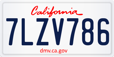 CA license plate 7LZV786