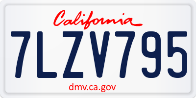 CA license plate 7LZV795