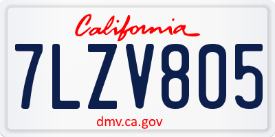 CA license plate 7LZV805