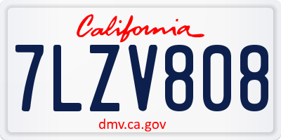 CA license plate 7LZV808