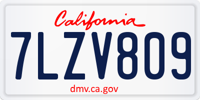 CA license plate 7LZV809
