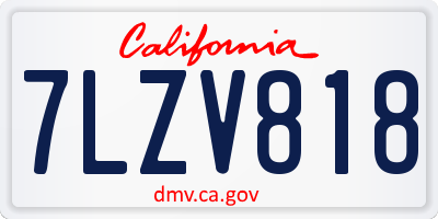 CA license plate 7LZV818