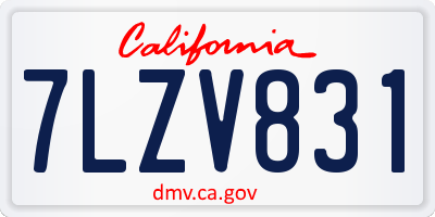 CA license plate 7LZV831