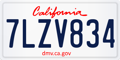 CA license plate 7LZV834