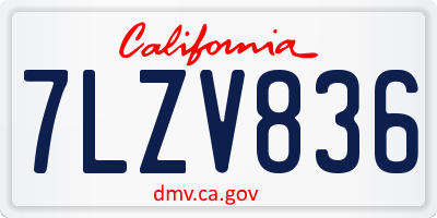 CA license plate 7LZV836