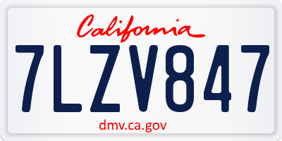 CA license plate 7LZV847