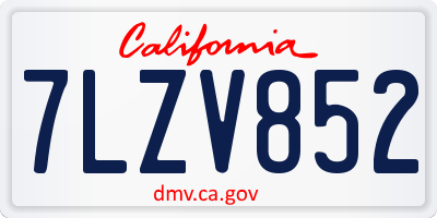 CA license plate 7LZV852