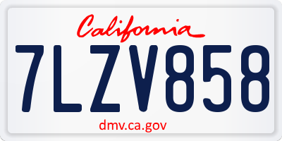 CA license plate 7LZV858