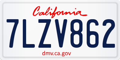 CA license plate 7LZV862