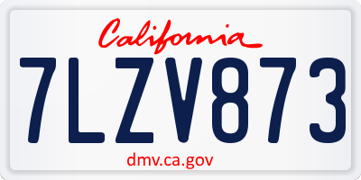 CA license plate 7LZV873