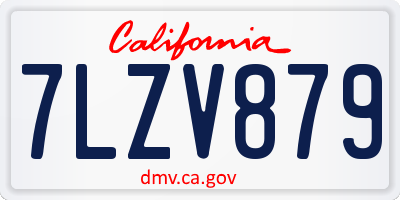 CA license plate 7LZV879