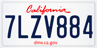 CA license plate 7LZV884