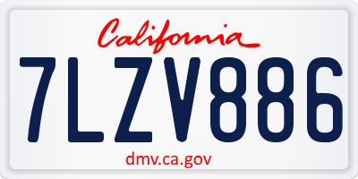 CA license plate 7LZV886