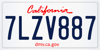 CA license plate 7LZV887