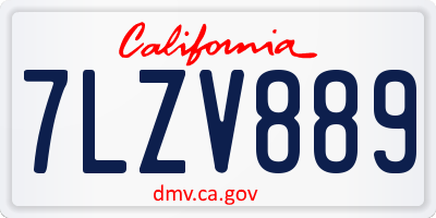CA license plate 7LZV889